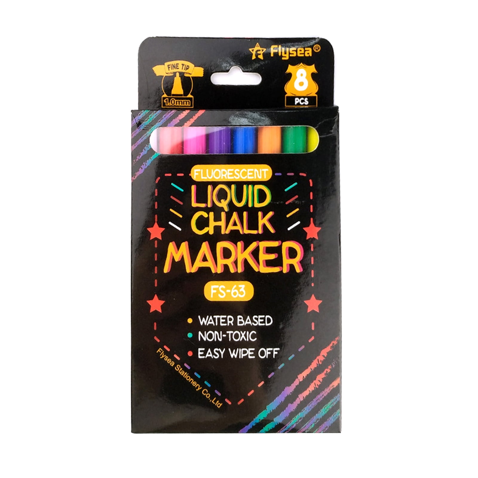 UNTERING Highlighter Pen 8 Pack Erasable Liquid Chalks Marker Pen Dry Erases Markers Fluorescent Markers Highlighters for Glass Window Beigeboard