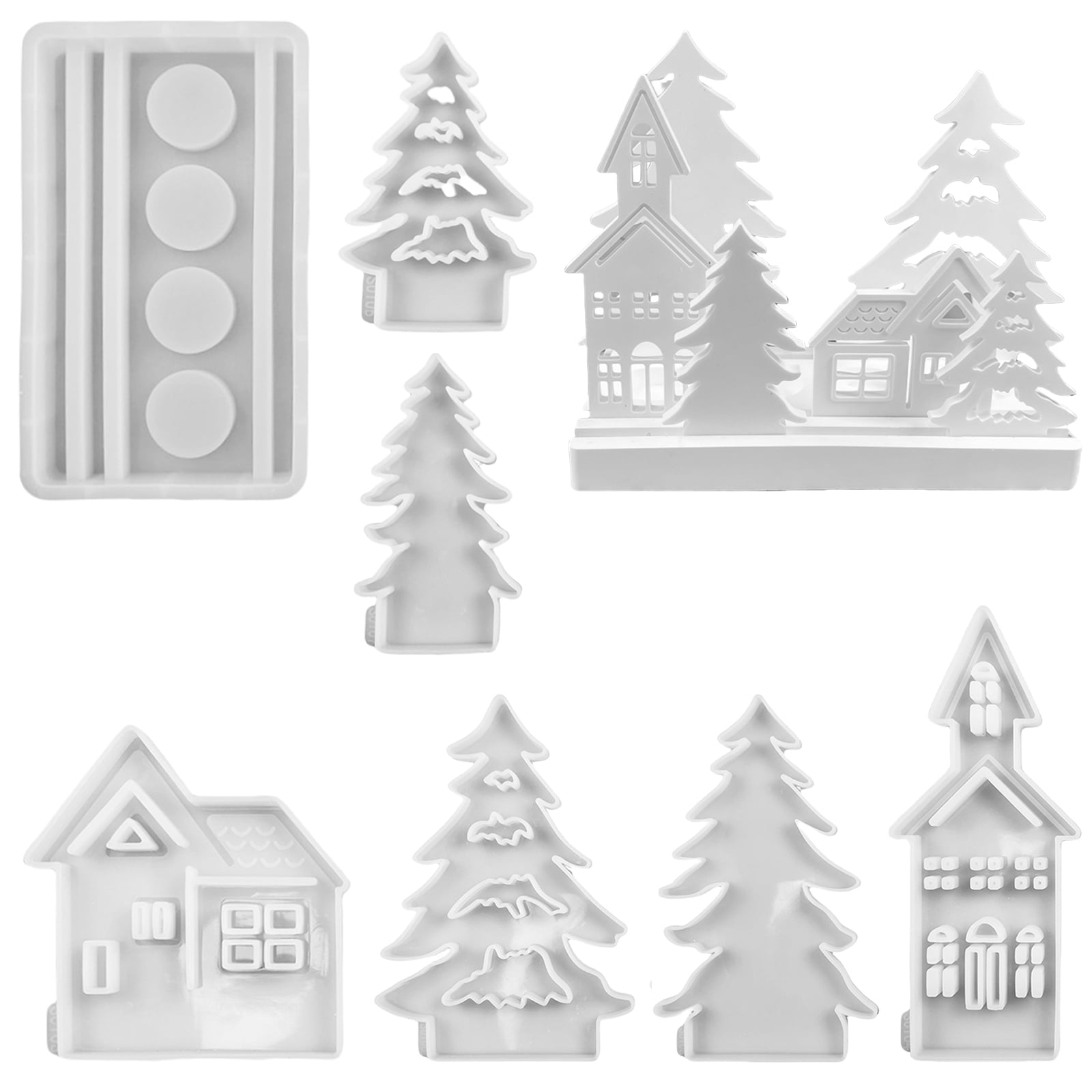 UNTERING House Shape Silicone Molds Candle Holder Mould Handmade Castings Molds DIY Soap Molds Tree Molds for Holiday Decorations