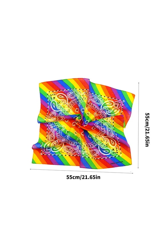 Kerchief Rainbow Stripes Floral Women Pocket Square Scarf Headband Bandana Hip-Hop Wristband Neck Tie