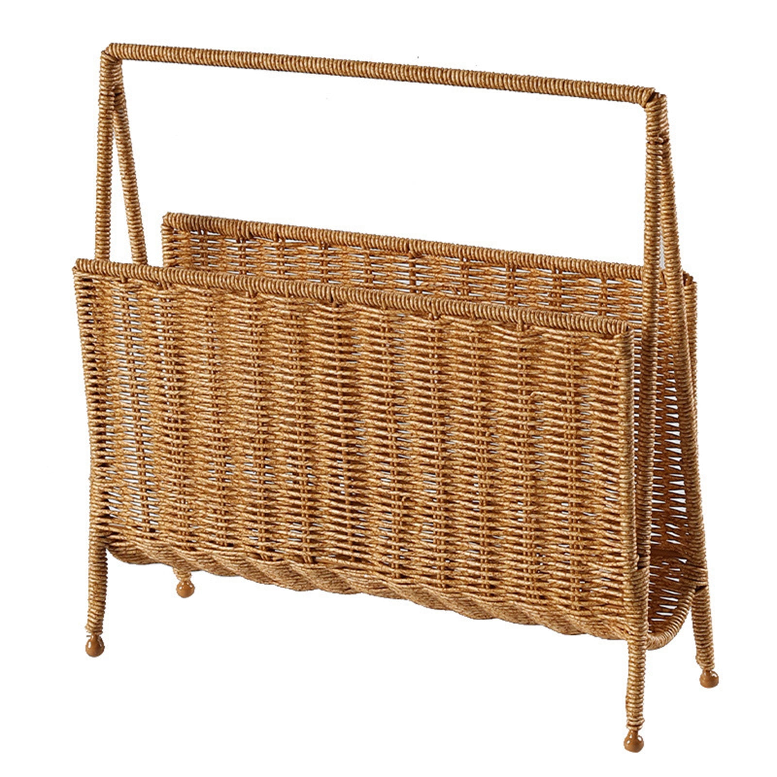 Enbebamd Boho Woven Magazine Rack – 13.8x3.9x13.8 Inch Paper & Iron Basket For Living Room, Office