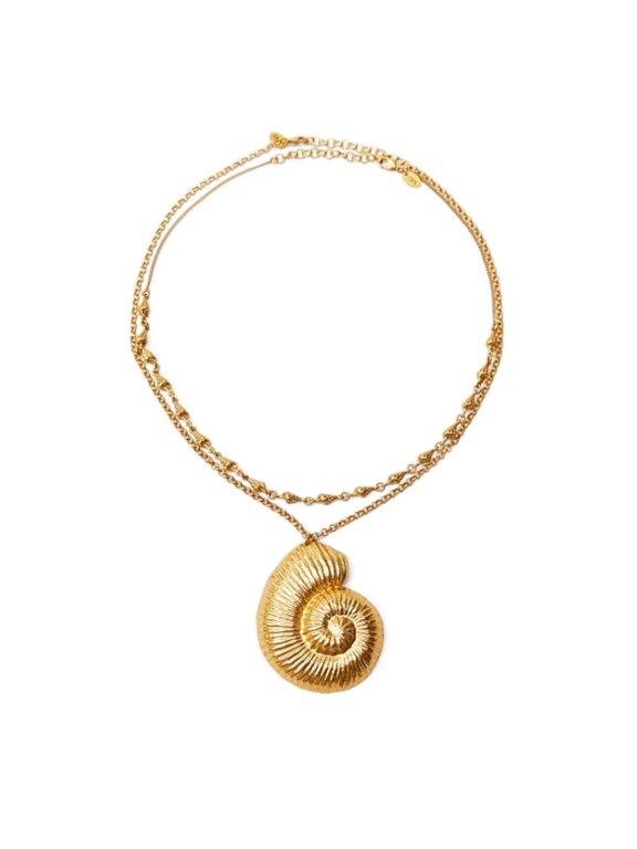 Necklace Simple Conch Pendant Necklace for Women Korean 2-layer Fashion Punk Sweater Neck Chain Trend Jewelry Gold Color