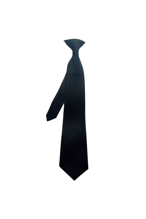 Necktie 50x8cm Mens Uniform Solid Black Color Imitation Silk Clip-On Pre-Tied Neck Ties