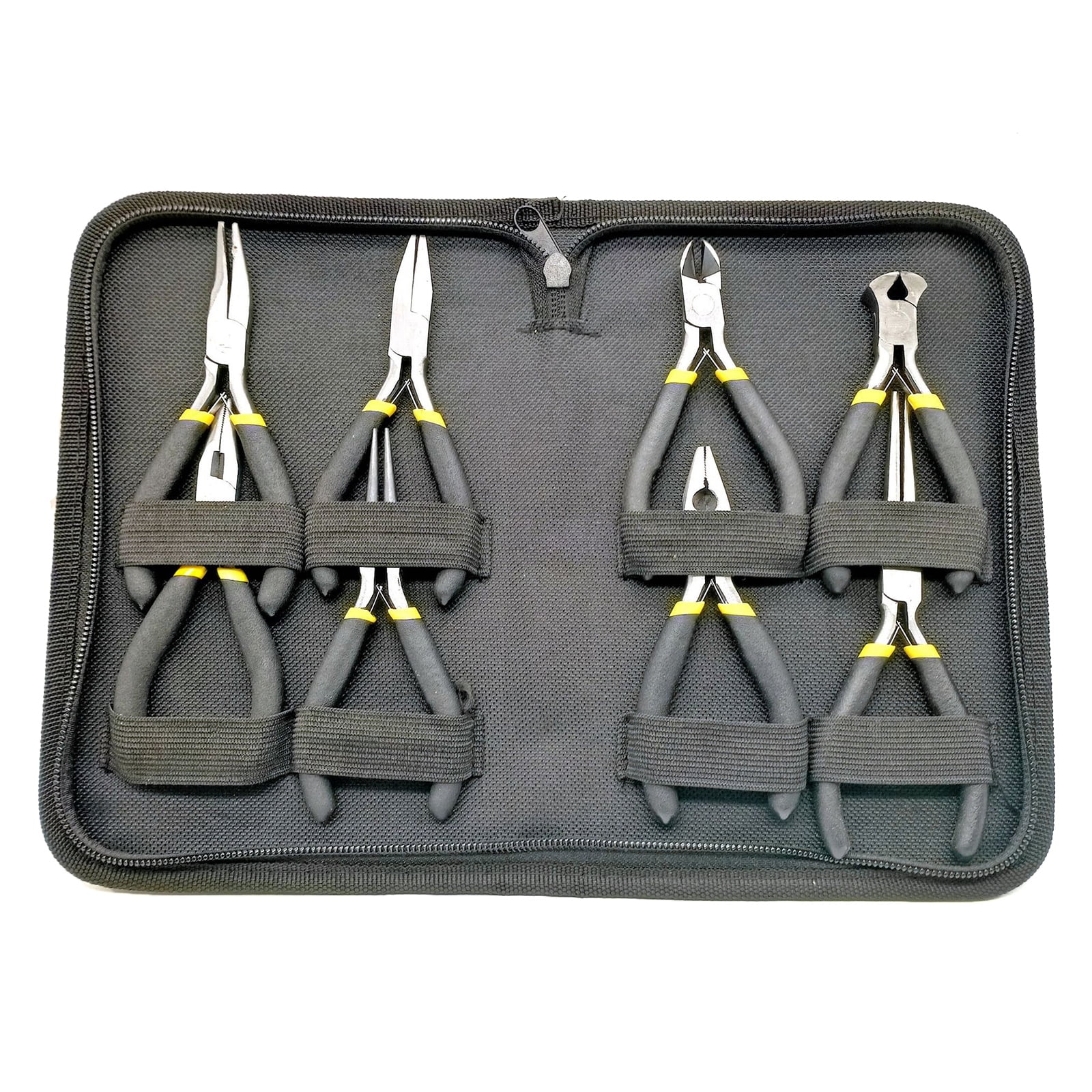UNTERING Needle Nose Pliers 8PCS Mini Pliers Set Long Nose with Teeth Flat Jaw Round Curved Needle Diagonal Nose Wire End Cutting Cutter Tools