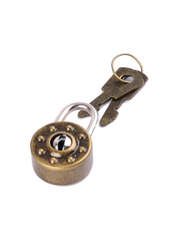 Padlock Vintage Small Round Lock With for Key Padlock Metal for Wish Lock for Bag Suitcase Luggage Diary Book Jewelry Box