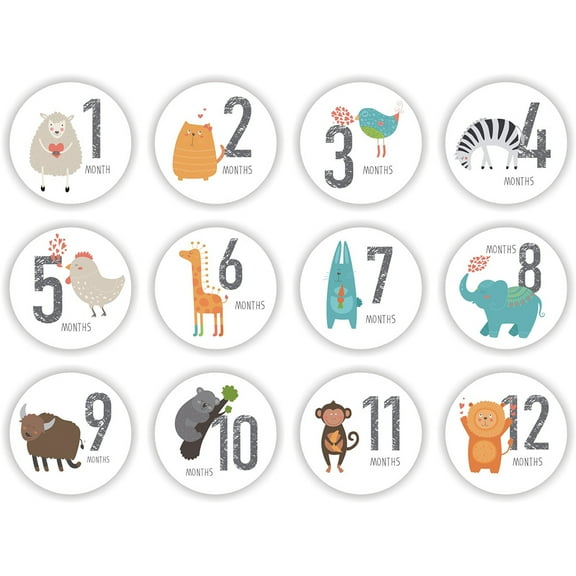 UNTERING Photo Month Sticker 12 Pcs　Baby Pregnant Monthly Stickers Memory Sticker Props