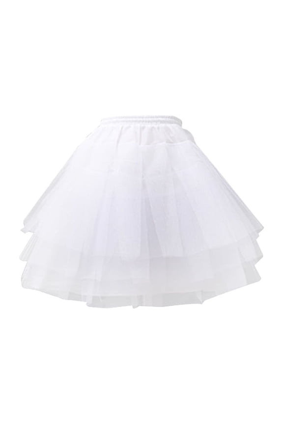 Pigtail Comb Women Girls Solid Color Ballet Tulle Short Crinoline Petticoat Multi Layered