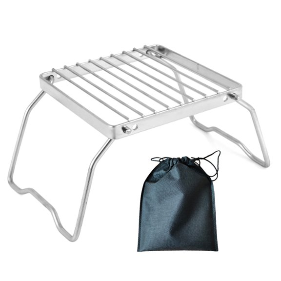 UNTERING Portable Folding Campfire Grills Stand Stainless Steel Grate Camping Grills Rack Outdoor Cooking Stove Stand Easy to Use