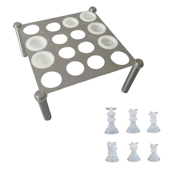 UNTERING Resin Chess Set Silicone Mold Accessory Metal Chess Item Holder Chess Display Stand Silicone Chess Making Moulds