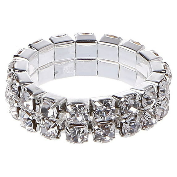 UNTERING Ring Elastic Fashionable Stretch Crystal Inlaid Unique Engagement Wedding Promise Jewelry