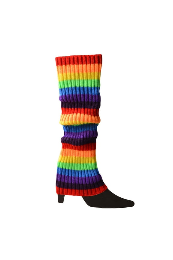 Socks Women 80s Fluorescent Colored Knit Leg Warmers Ribbed Footless Socks Stockings Halloween Accessories