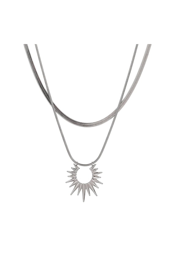 Sun God Double Necklace Minimalist Sun Layered Choker Jewelry for Men Women Titanium Steel Necklace Birthday Party Gift