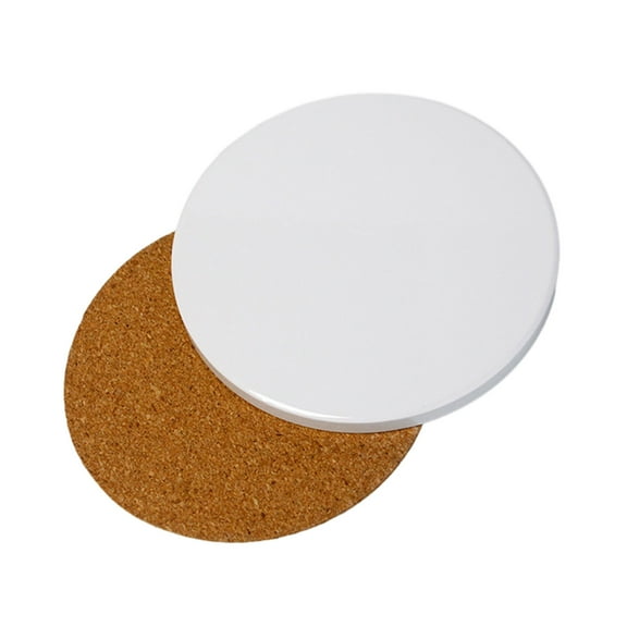 UNTERING Thermal Transfer Round Ceramic Stone Coaster Square Sublimation Cup Pad with Coated Corks for DIY Painting Project