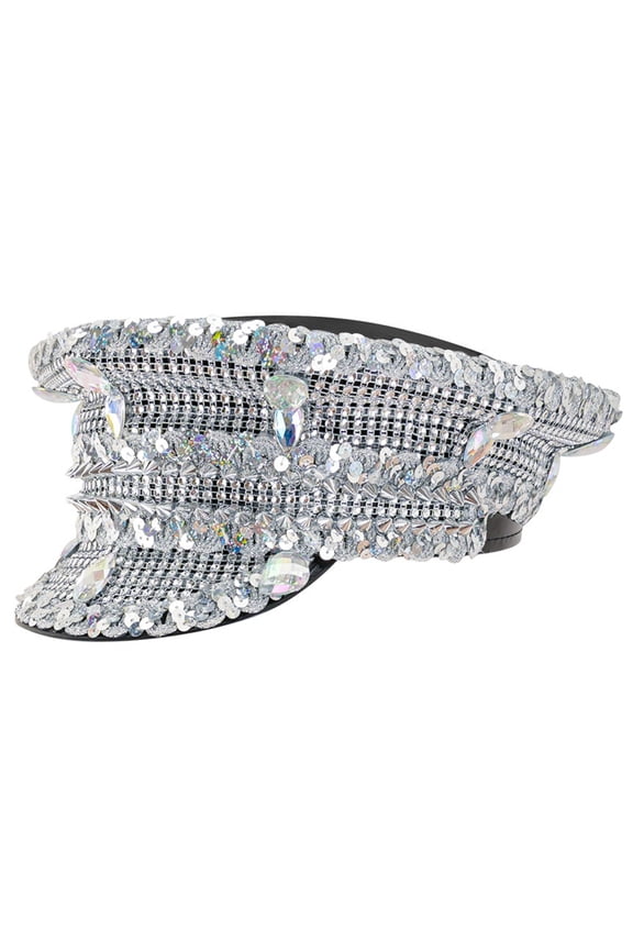 Top Hat Jeweled Bridal Hat Captain Hat with Crystals Hat for Wedding Girl Officer Hat for Wedding Bachelorette Party