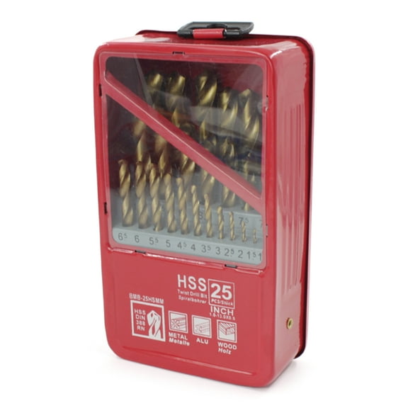 UNTERING Twist Drill 25Pcs Titanium Twist Drill Bit Set High Speed Steel Drill Bits with Storage Box for Steel Plastic Metal Copper Aluminum