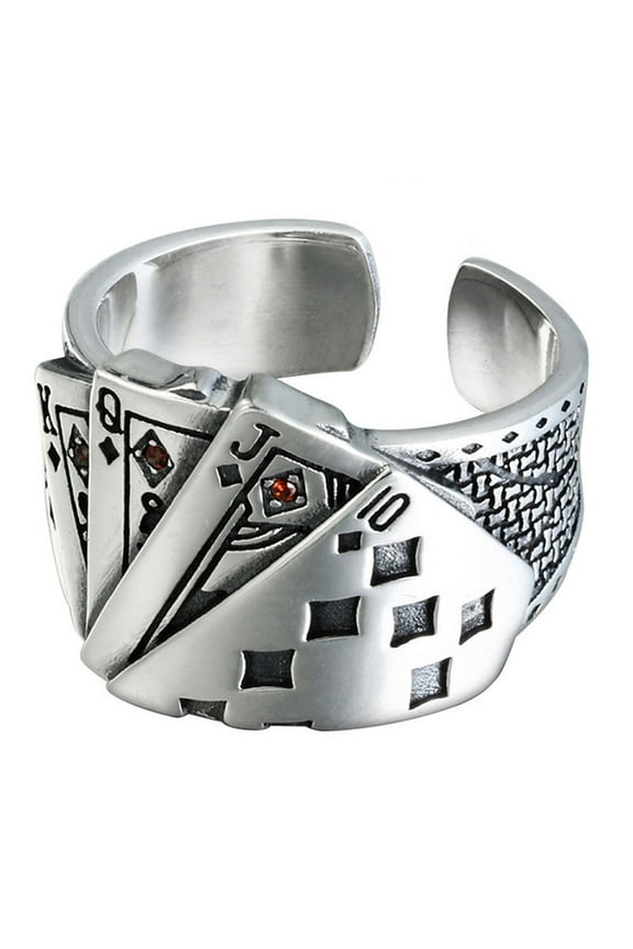 ring Cool Playing Cards Finger Open Adjustable Hip Hop Lucky Spade Band Minimalist Jewelry Gifts for Men