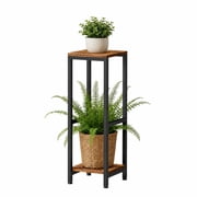 UNTIMATY 2-Tier Metal Plant Stand for Indoor Outdoor Use Black Corner Plant Shelf for Balcony and Patio, 12" x 12" x 32"