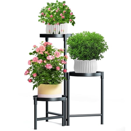 3 Tier Foldable Plant Stand Plant Shelf Outdoor Plant Stand Metal Flower Pot Stands