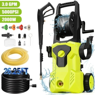 5000 PSI Electric Pressure Washer with Foam Cannon and Wheels, UNTIMATY 3.0 GPM Power Washer with 26.25FT Hose for Cars&Decks and Driveways, 4 Quick Nozzles