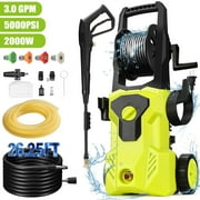 5000 PSI Electric Pressure Washer with Foam Cannon and Wheels, UNTIMATY 3.0 GPM Power Washer with 26.25FT Hose for Cars&Decks and Driveways, 4 Quick Nozzles