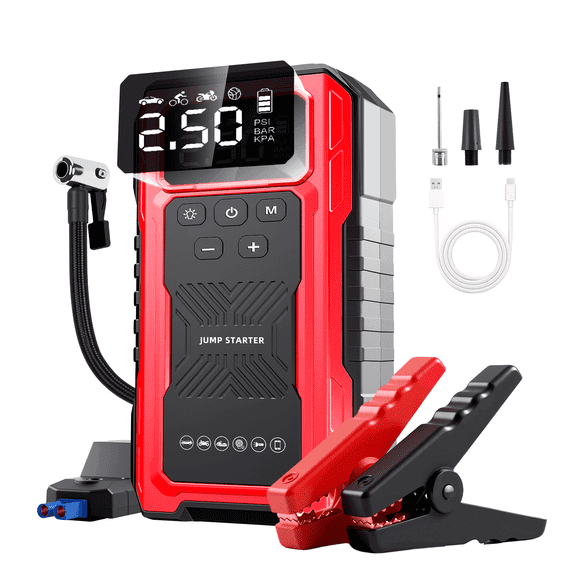 UNTIMATY 4000A Car Battery Jump Starter with 39800mAh Battery, 12V Portable Jump Starter, 150PSI Air Compressor, Jumper Cables, LED Flashlight and Power Bank