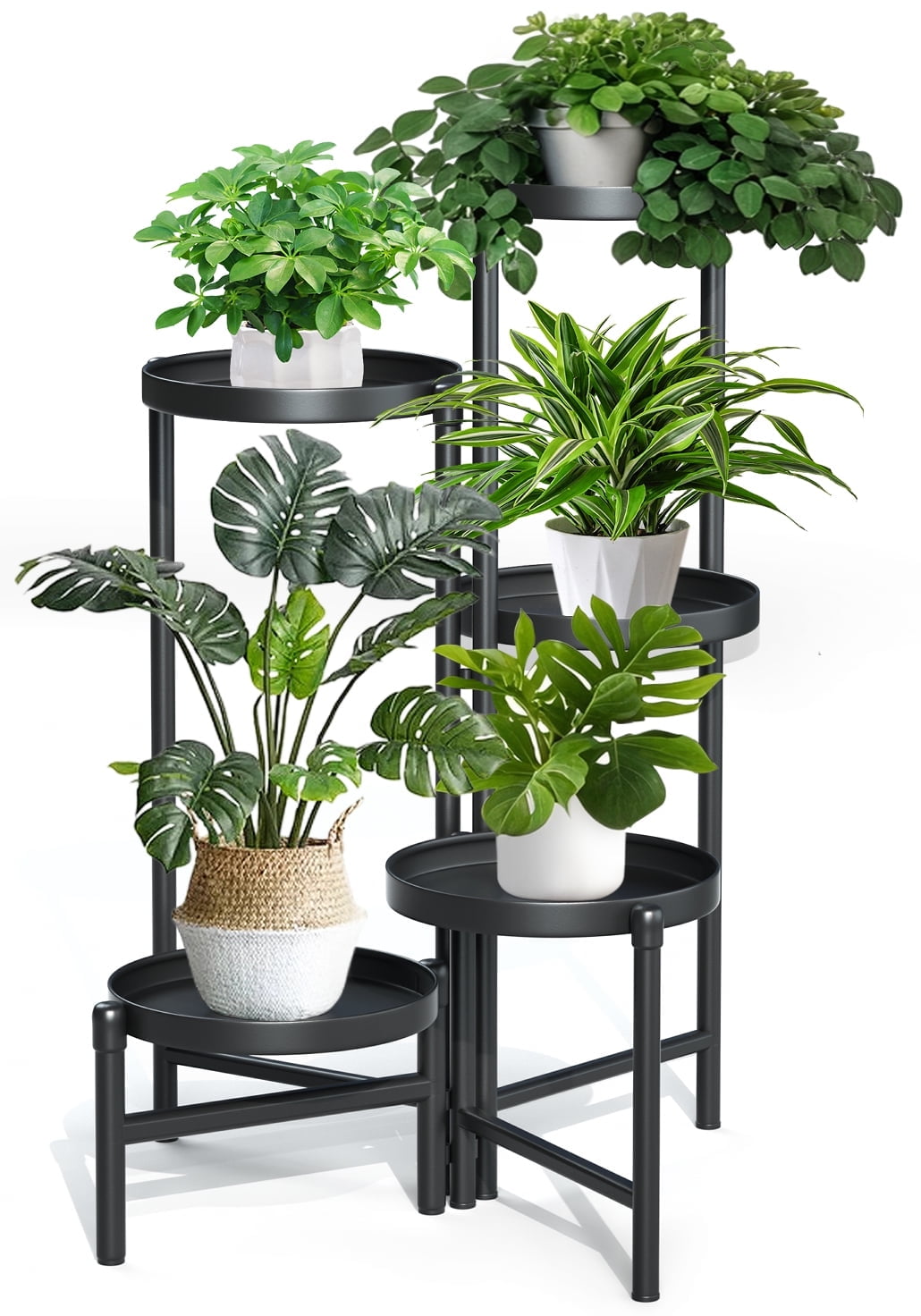 UNTIMATY 5 Tier Metal Plant Stand Foldable Tall Plant Shelf Heavy Duty Flower Stands Flower Pot Holder Shelves Rack for Indoor Outdoor