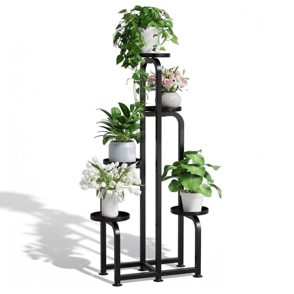 UNTIMATY 5 Tier Tall Metal Plant Stand for Indoor Outdoor Heavy Duty Plant Shelf for Multiple Plants, Flower Pot Holder for Patio Garden Corner Balcony Living Room