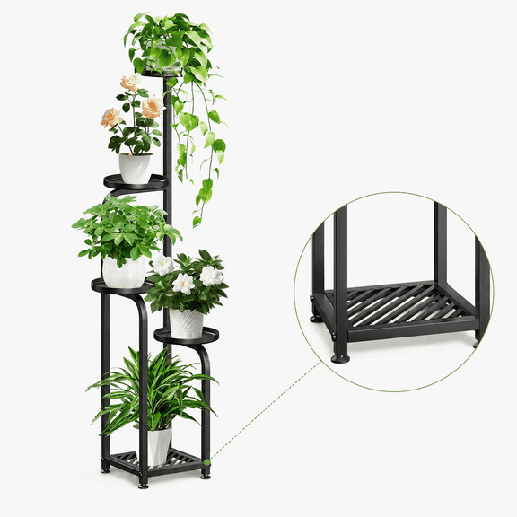 UNTIMATY Plant Stand for Outdoor Indoor, 5 Tier Tall Corner Metal Flower Pot Stands for Multiple Plants Heavy Duty Plant Shelf