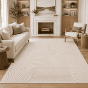 UNTIMATY 5x7 Area Rug for Living Room, Soft Washable Low Pile Rug with Arch Geometric Pattern, Modern Beige Carpet for Bedroom, Dining Room & Home Decor