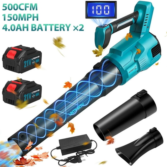 UNTIMATY 500 CFM Cordless Leaf Blower for Lawn Care 200 MPH Battery Leaf Blower Leaf Blower with 2 x 4.0Ah Battery, Brushless Motor, Charger, 3 Variable Speeds
