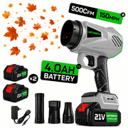 UNTIMATY Leaf Blower for Lawn Care 500 CFM 300K RPM Cordless Leaf Blower with 2 x 4.0Ah Battery, Charger, 4 Extension Tubes, Light Gray