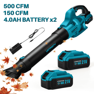 UNTIMATY 500CFM Cordless Leaf Blower for Lawn Care 150 MPH Battery Powered Leaf Blower with 2 x 4.0Ah Battery, Charger, 6 Variable Speeds
