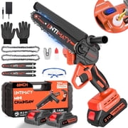UNTIMATY Mini Chainsaw 6 Inch, 21V Cordless Electric Chainsaw with 2 Batteries & 2 Chains, Safety Lock, Handheld Chain Saw for Tree Trimming Wood Cutting Pruning