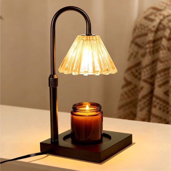 UNTIMATY Candle Warmer Lamp, Flameless Wax Warmer for Jar Candles with Adjustable Height, Dimmable Timer, Black