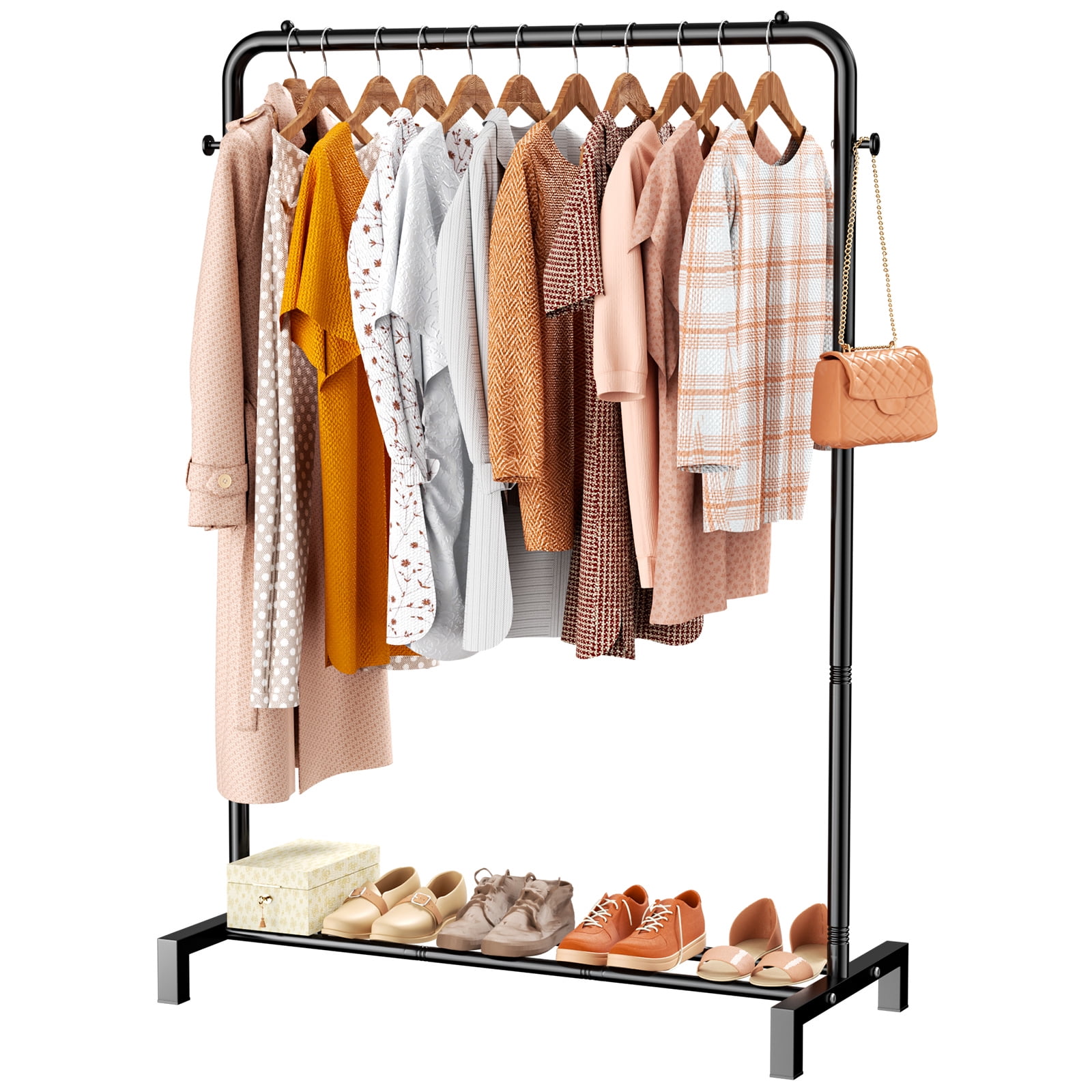 UNTIMATY Clothing Racks: Single Rod with Shoe Shelf - Metal Garment Rack for Hanging Clothes - Space-Saving for Housewives in Bedroom - Solves Clutter & Easy Assembly
