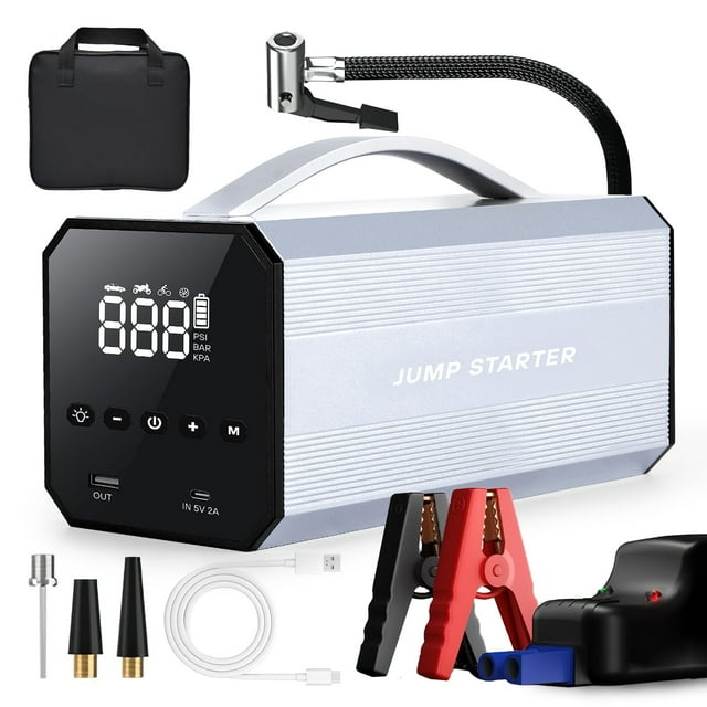 UNTIMATY Jump Starter with Air Compressor, 4000A Car Battery Jump Starter, 150 PSI Tire Inflator Air Pump with Digital Screen