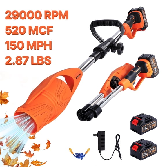 Cordless Leaf Blower with Battery and Charger 22V Small Handheld Leaf Blower for Yard Lawn Care, Orange