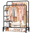 thumbnail image 1 of UNTIMATY Double Rod Clothes Rack with 4-Shelves Heavy Duty Freestanding Clothing Rack for Hanging Clothes, Portable Garment Rack - Closet Organizers and Bedroom Wardrobe Rack for Kids, Black, 1 of 9