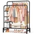 thumbnail image 1 of UNTIMATY Double Rod Clothes Rack with 4-Shelves Heavy Duty Freestanding Clothing Rack for Hanging Clothes, Portable Garment Rack - Closet Organizers and Bedroom Wardrobe Rack for Kids, Black, 1 of 8