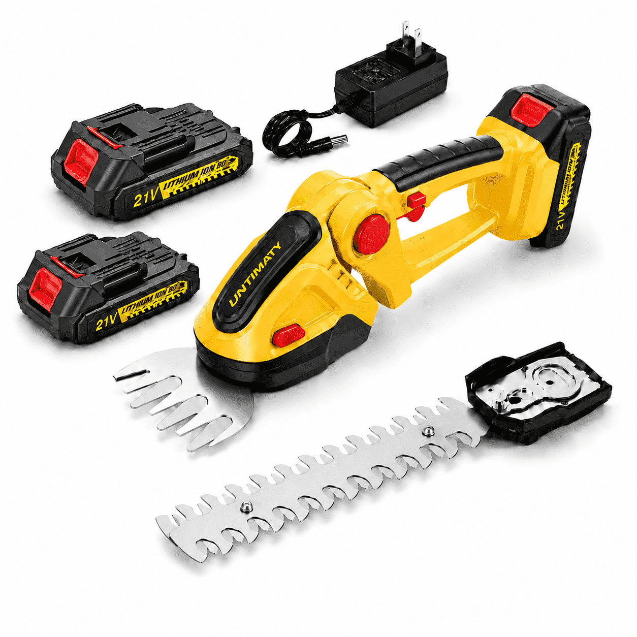 UNTIMATY Hedge Trimmer Cordless, 2 in 1 Handheld Electric Grass Trimmer , Trimmer for Bush,Tree, Garden, Patio and Lawn