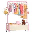 thumbnail image 1 of UNTIMATY Kids Clothing Rack with Storage Shelf, Baby Garment Rack for Hanging Clothes, Kids Dress Up Rack Storage for Coats with 2 Hangers, Pink, 1 of 8