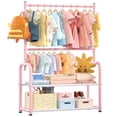 thumbnail image 1 of Kids Clothing Rack with Adjustable Hanging Rods and Storage Shelves, UNTIMATY Small Baby Garment Rack for Hanging Clothes, Toddler Dress Up Closet Organizer, Kids Wardrobe Storage Rack, Pink, 1 of 8