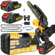 UNTIMATY Mini Cordless Chainsaw, 6-Inch Battery Powered Chain Saw with 2 Batteries 2 Chains, Handheld Electric Chain Saw
