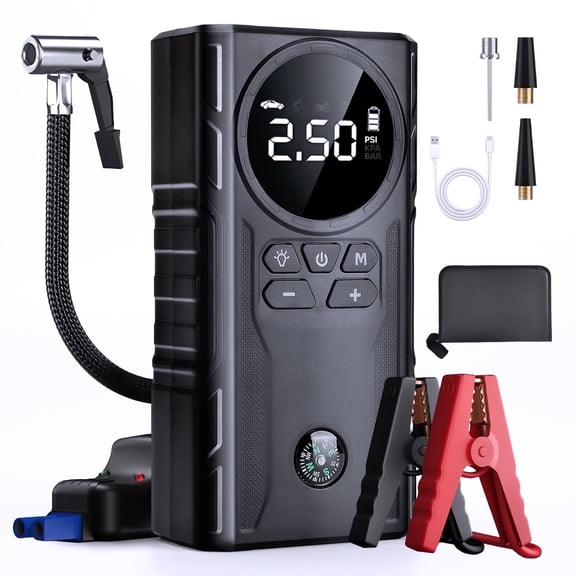 UNTIMATY Portable Car Jump Starter with Air Compressor Power Bank 3000A 39800mAh 12V Car Battery Jump Starter 150PSI Digital Tire Inflator Portable Battery Jump Box with Jumper Cables