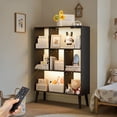 thumbnail image 1 of OUTONLIFE 7 Cube Storage Organizer,Open Bookshelf with Lights,Cube Storage Bookcase,Wood Bookcase for Living Room Office,Black, 1 of 11