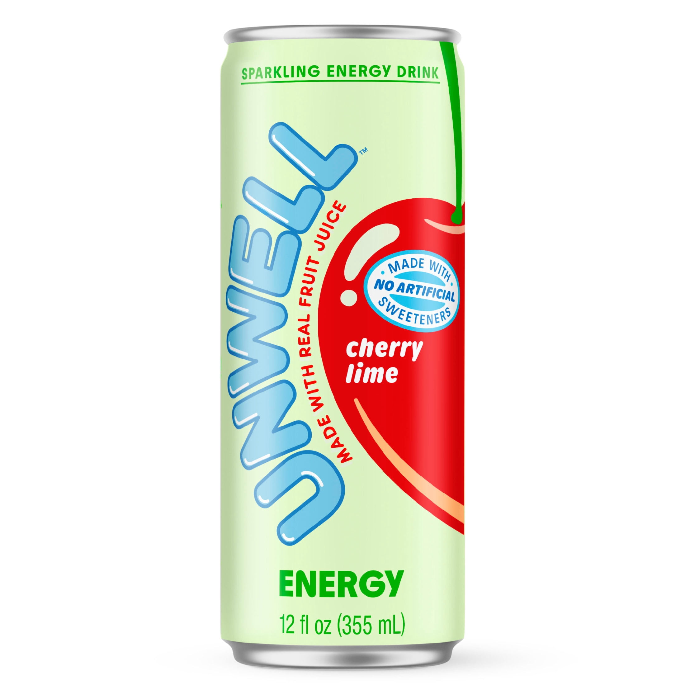 Unwell Sparkling Energy Drink, Electrolytes & Real Fruit Juice – Cherry Lime 12 fl oz