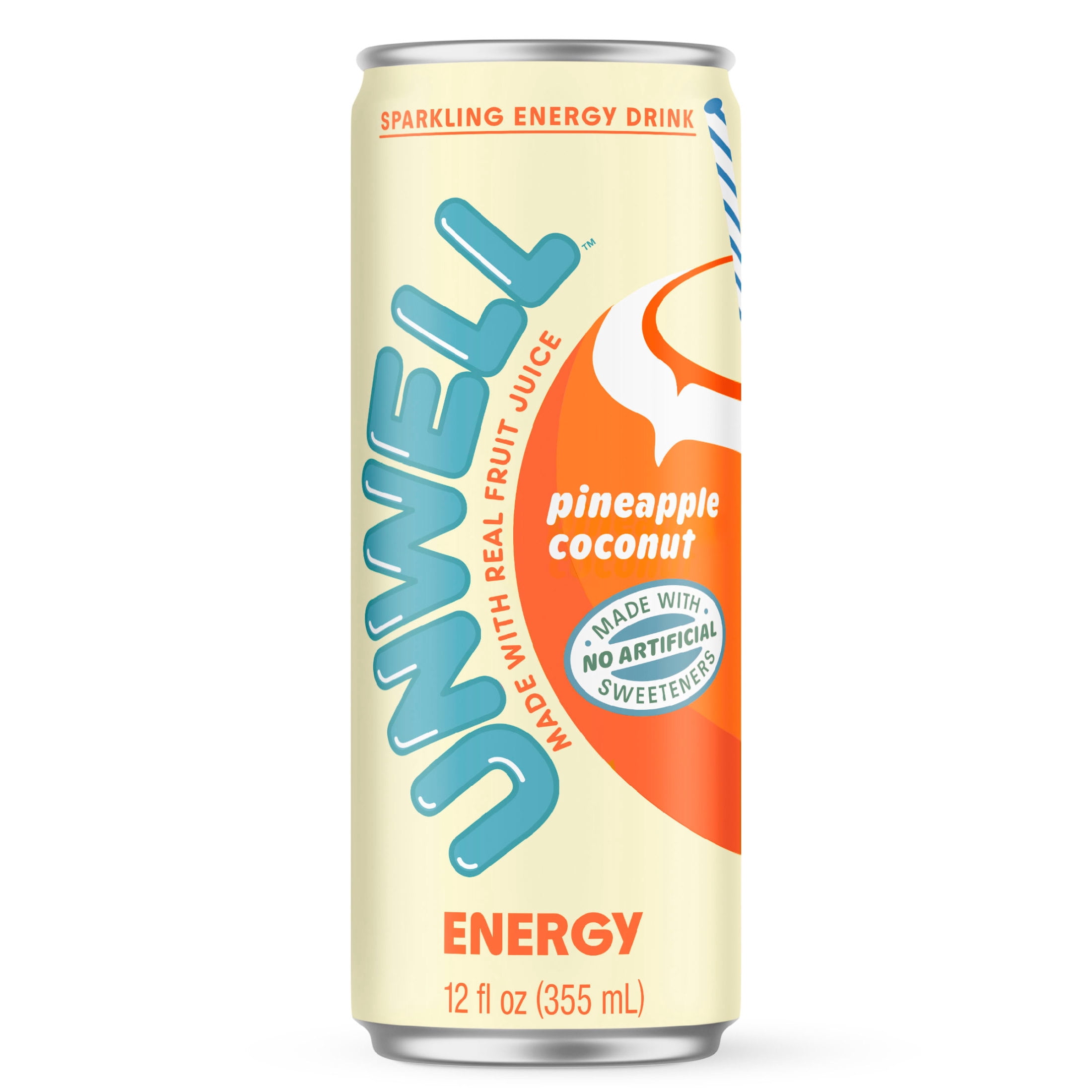 Unwell Sparkling Energy Drink, Electrolytes & Real Fruit Juice – Pineapple Coconut 12 fl oz