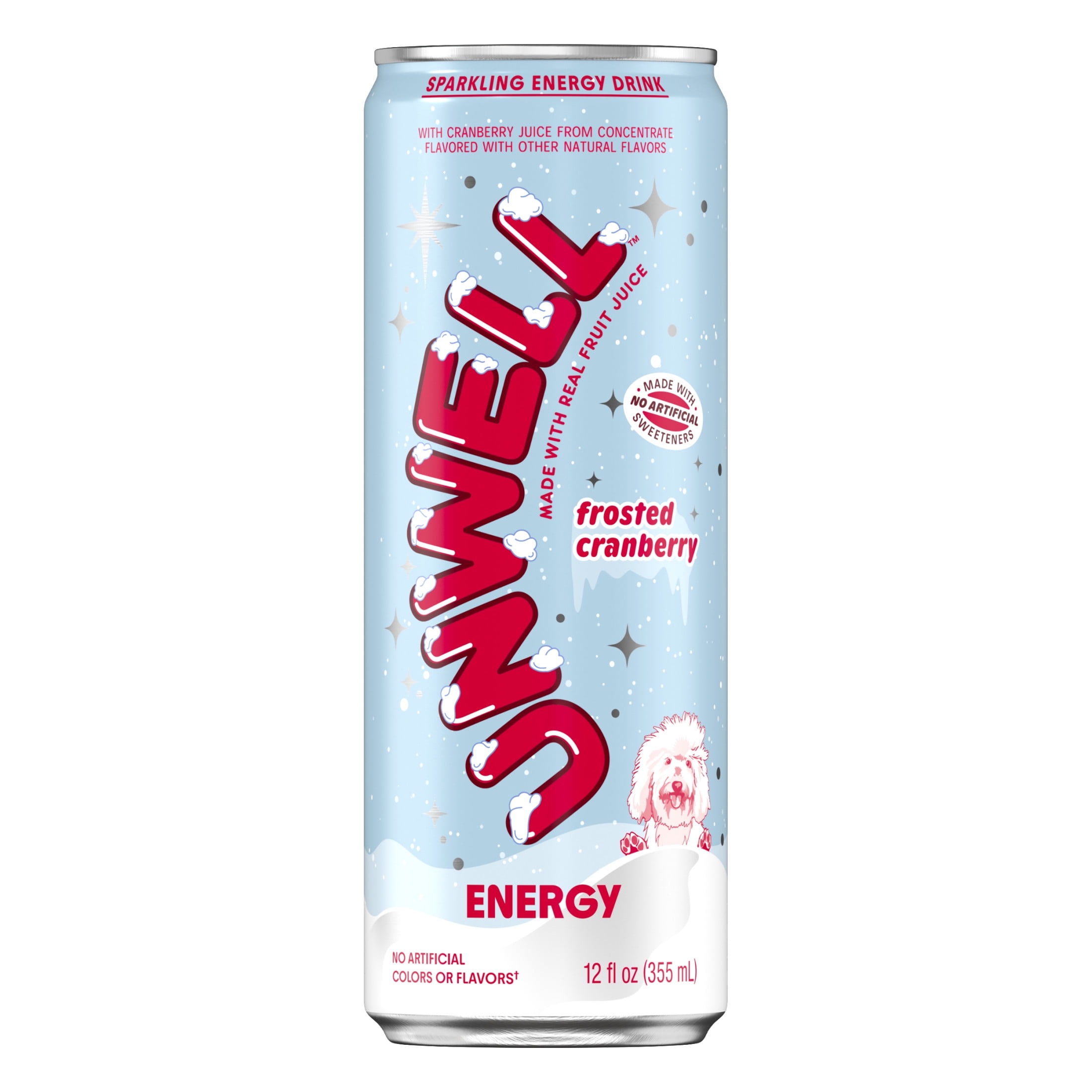 Unwell Sparkling Energy Drink, Natural Caffeine, 3g Sugar - Frosted Cranberry, 12 PK