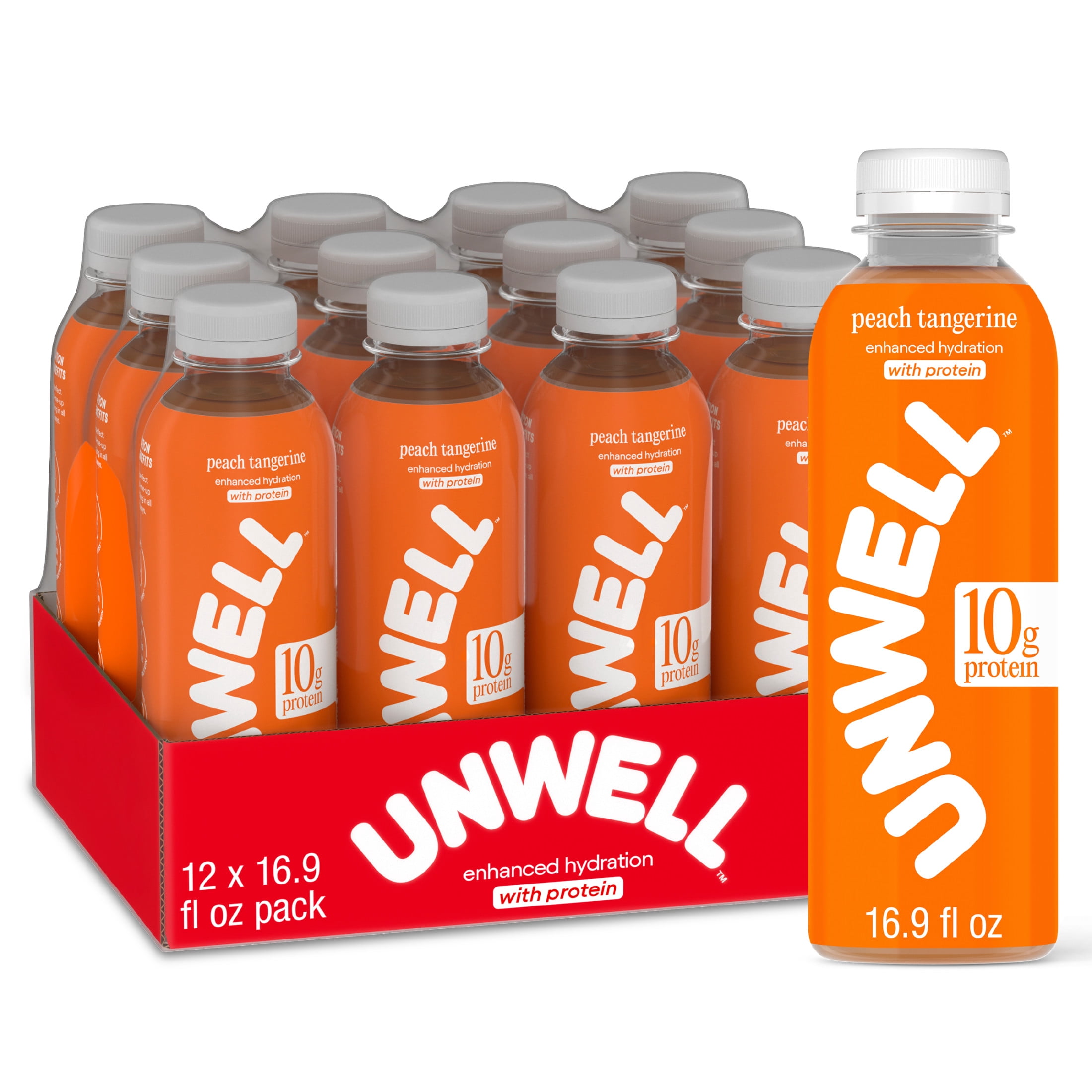 UNWELL Hydrate and Protein Peach Tangerine 12x16.9floz Bottles
