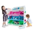 thumbnail image 1 of UNiPLAY Toy Organizer With 12 Removable Storage Bins, Multi-Bin Organizer for Books, Building Blocks, School Materials, Toys with Baseplate Board Frame (Pink), 1 of 8