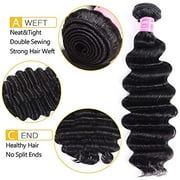 UNice Hair 10A Brazilian Loose Deep Wave Hair 3 Bundles, 100% Unprocessed Human Virgin Hair Weave Extensions Natural Color (16 18 20)